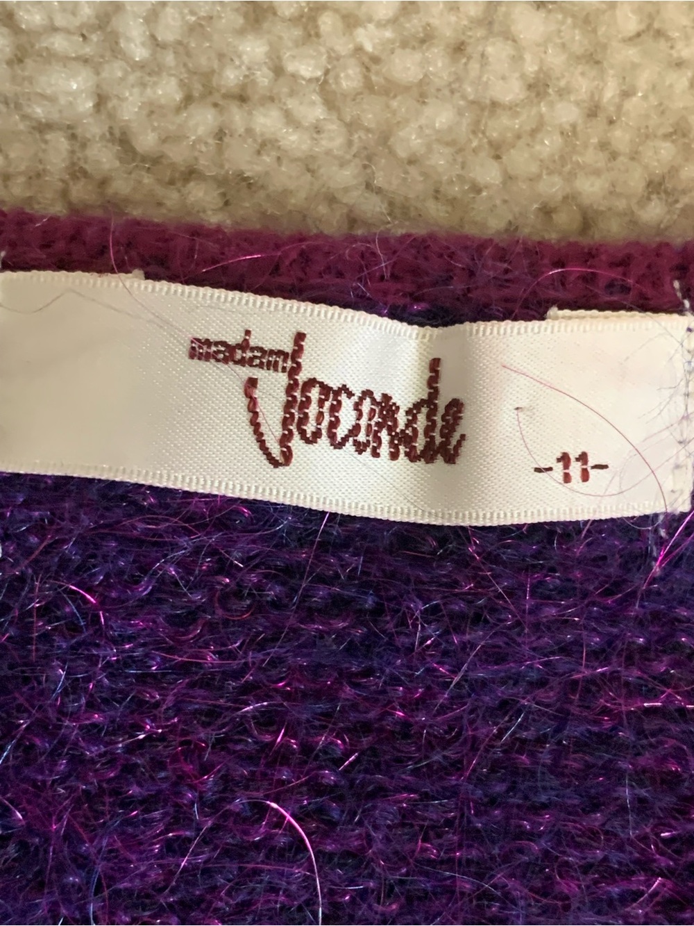 Vintage-Inspired 80’s Purple and Burgundy Women's Sweater - Picture 6 of 8